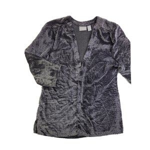 Chico's Travelers Collection Women M/8 (1) Silver Black Velvet Open Front Jacket